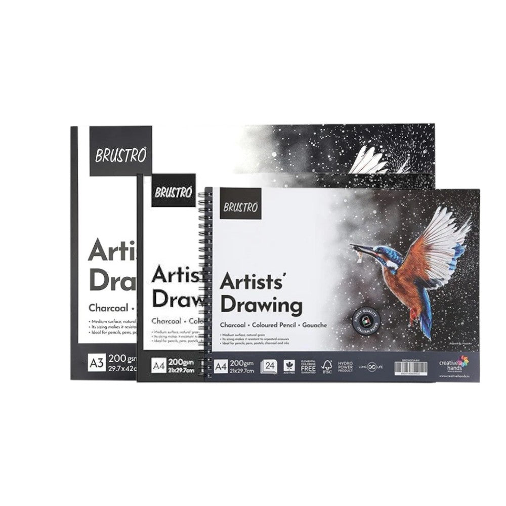 Brustro Artist Drawing Glued and Wiro Pad A4 and A3 - 200 GSM - Cover Image